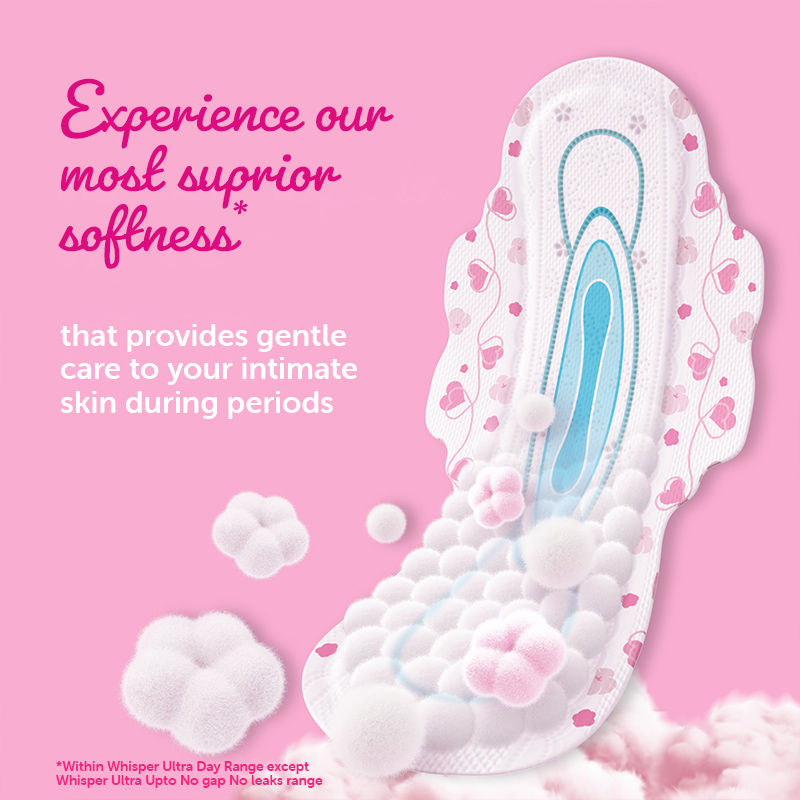 Whisper Ultra Skinlove Soft Sanitary Pads For Women,30 Thin Pads-Xl+,Our #1 Softness,Irritation Free