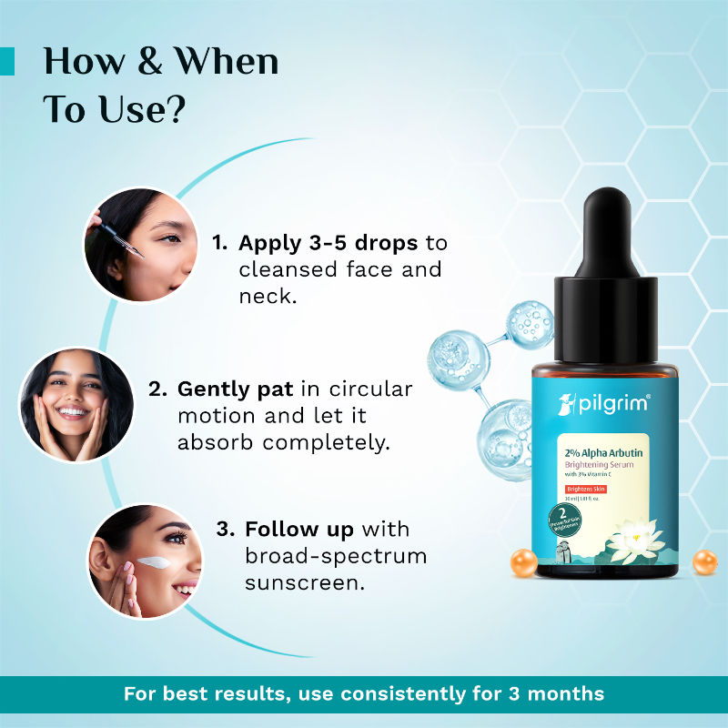 Pilgrim 2% Alpha Arbutin & 3% Vitamin C Brightening Serum, Fades Pigmentation & Brightens Skin