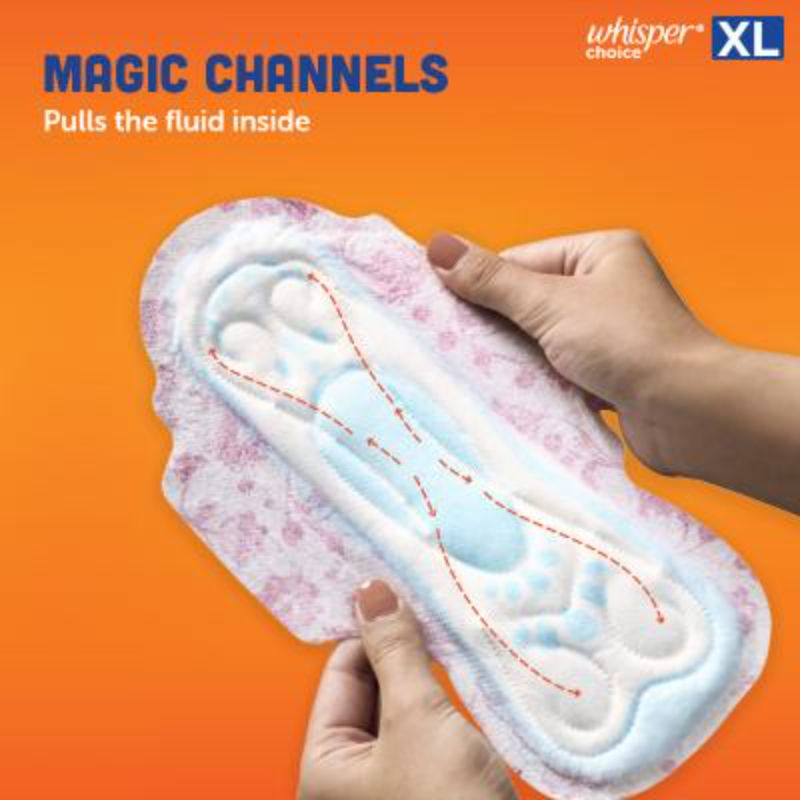 Whisper Choice XL, 36 XL Pads for medium to heavy flow, Gives Up to 100% worry-free protection
