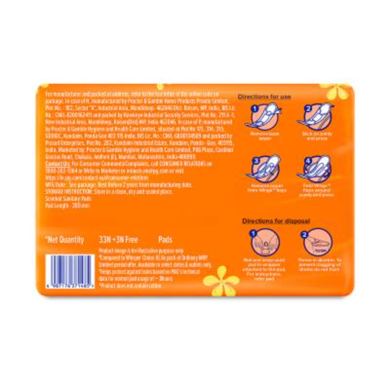 Whisper Choice XL, 36 XL Pads for medium to heavy flow, Gives Up to 100% worry-free protection