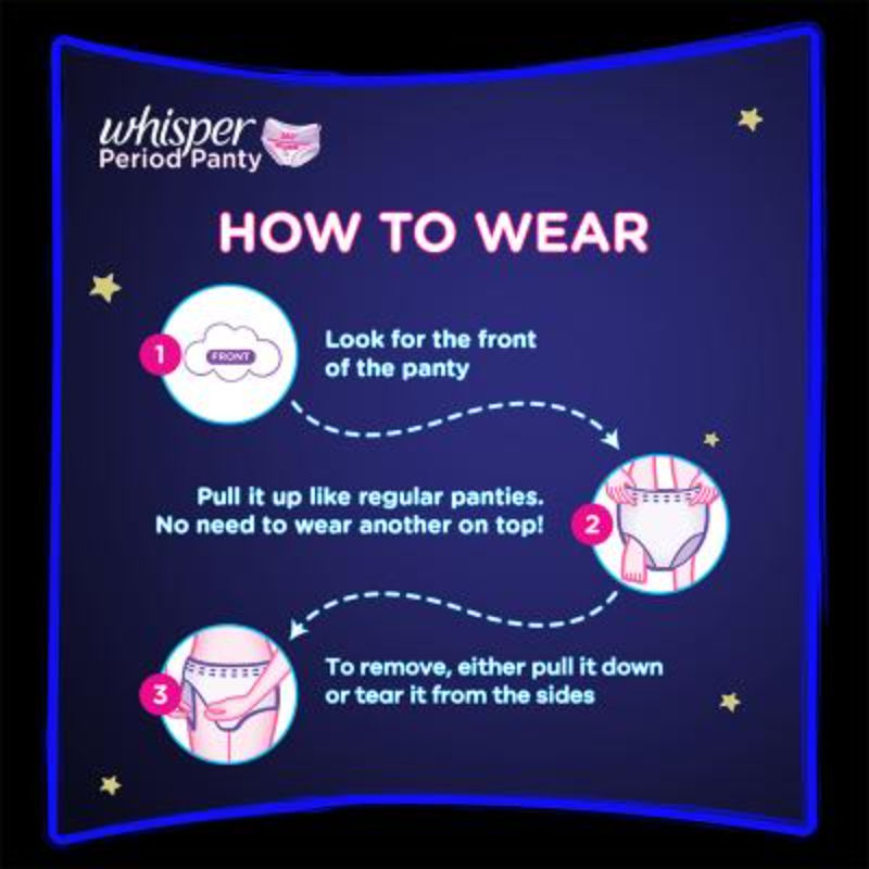 Whisper Super Absorbent Period Panty, 6 L-XL Pants, 360 Degree Leakage Protection for Heavy Flow