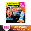 Whisper Choice Nights, 40 XXL Pads, Gives Up to 100% worry-free protection all night