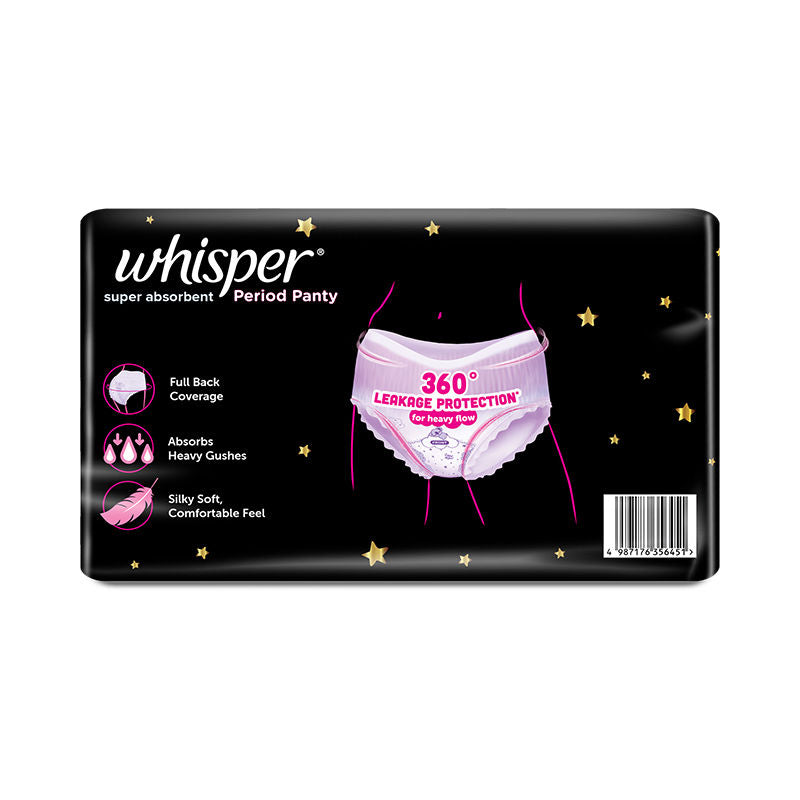 Whisper Super Absorbent Period Panty, 18 L-XL Pants, 360 Degree Leakage Protection for Heavy Flow
