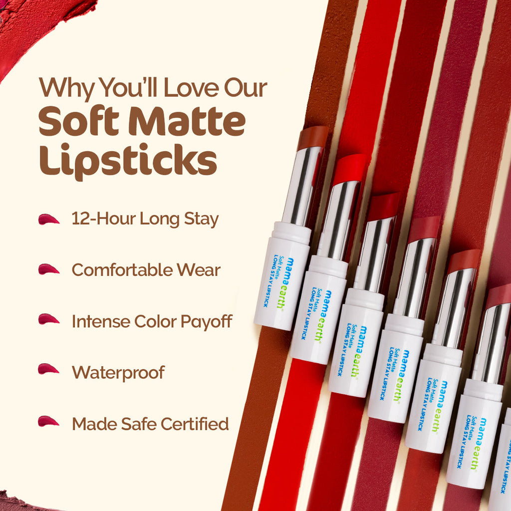 Mamaearth Soft Matte Long Stay Lipsticks