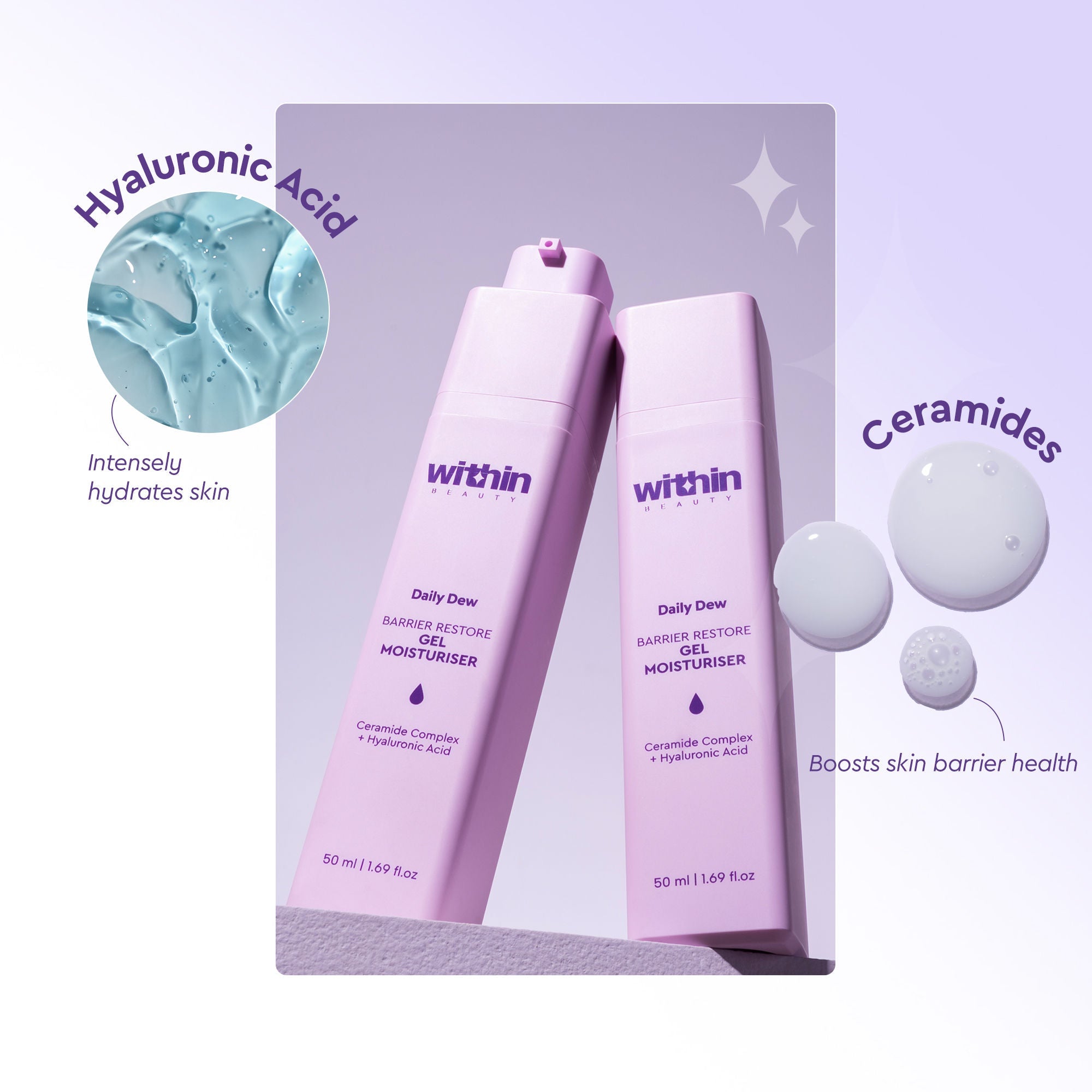Within Beauty Ceramide & Hyaluronic Acid Gel Moisturiser, Daily Dew Barrier Restore Moisturiser