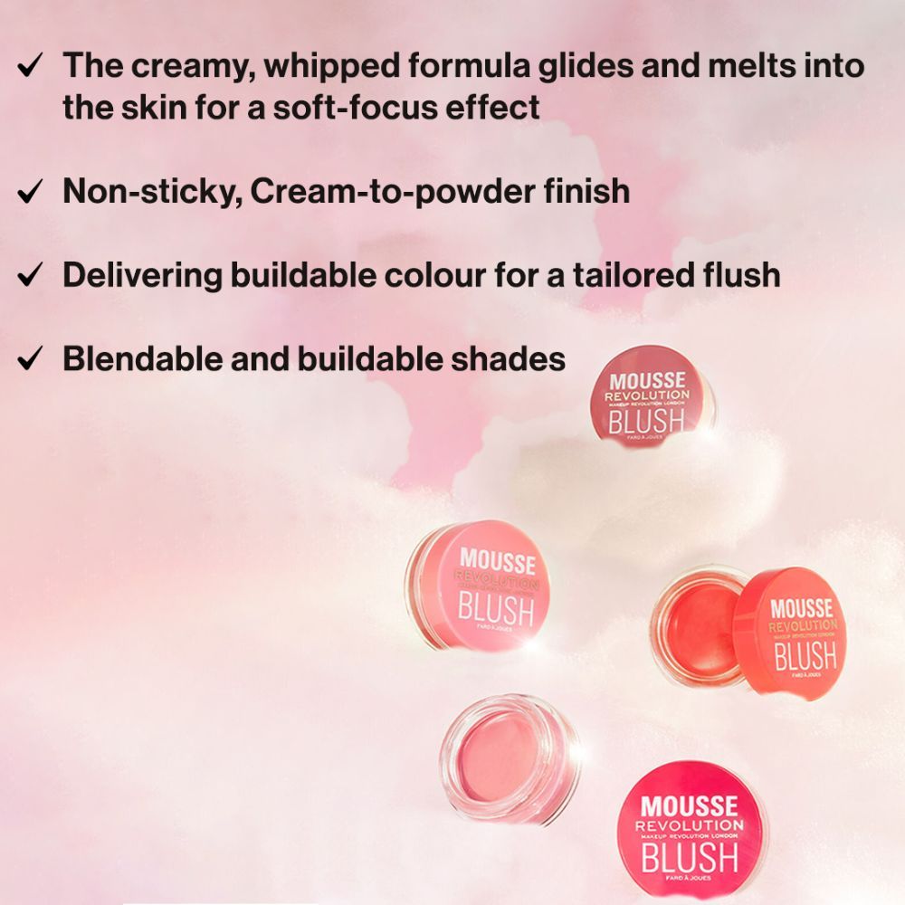 Makeup Revolution Mousse Blush - For Cheeks & Eyes Non Sticky-Soft Focus Effect