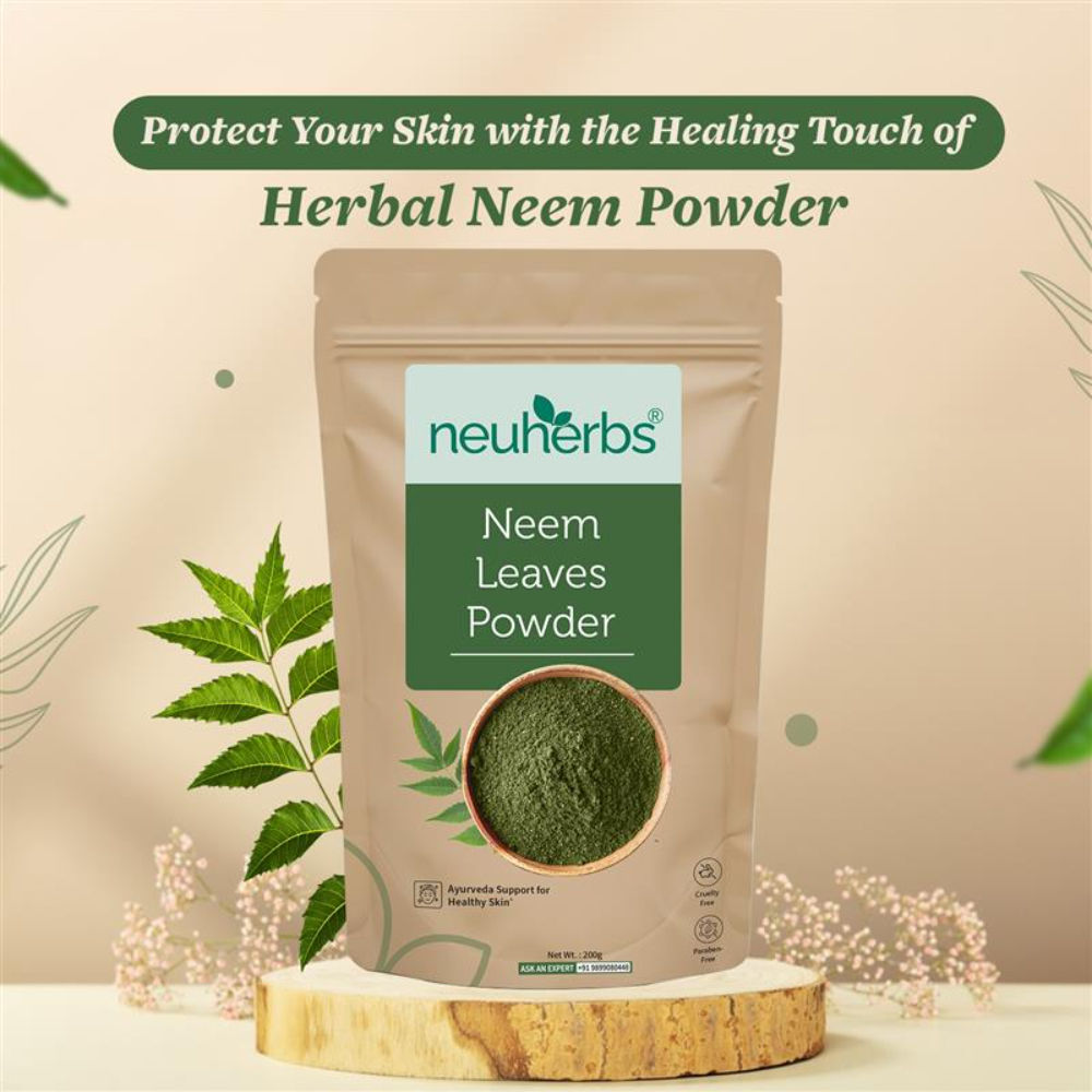 Neuherbs Neem Leaves Powder for Soft, Glowing and Healthy Skin with No Artificial Colour