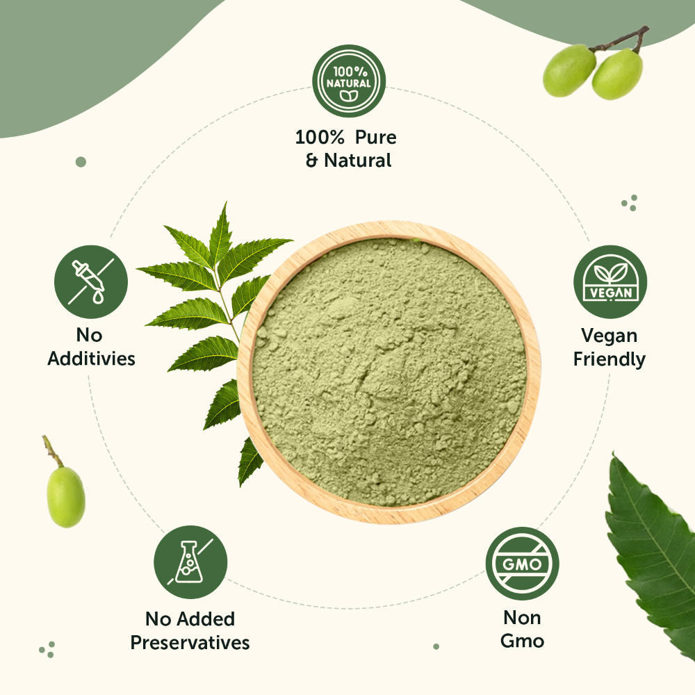 Neuherbs Neem Leaves Powder for Soft, Glowing and Healthy Skin with No Artificial Colour