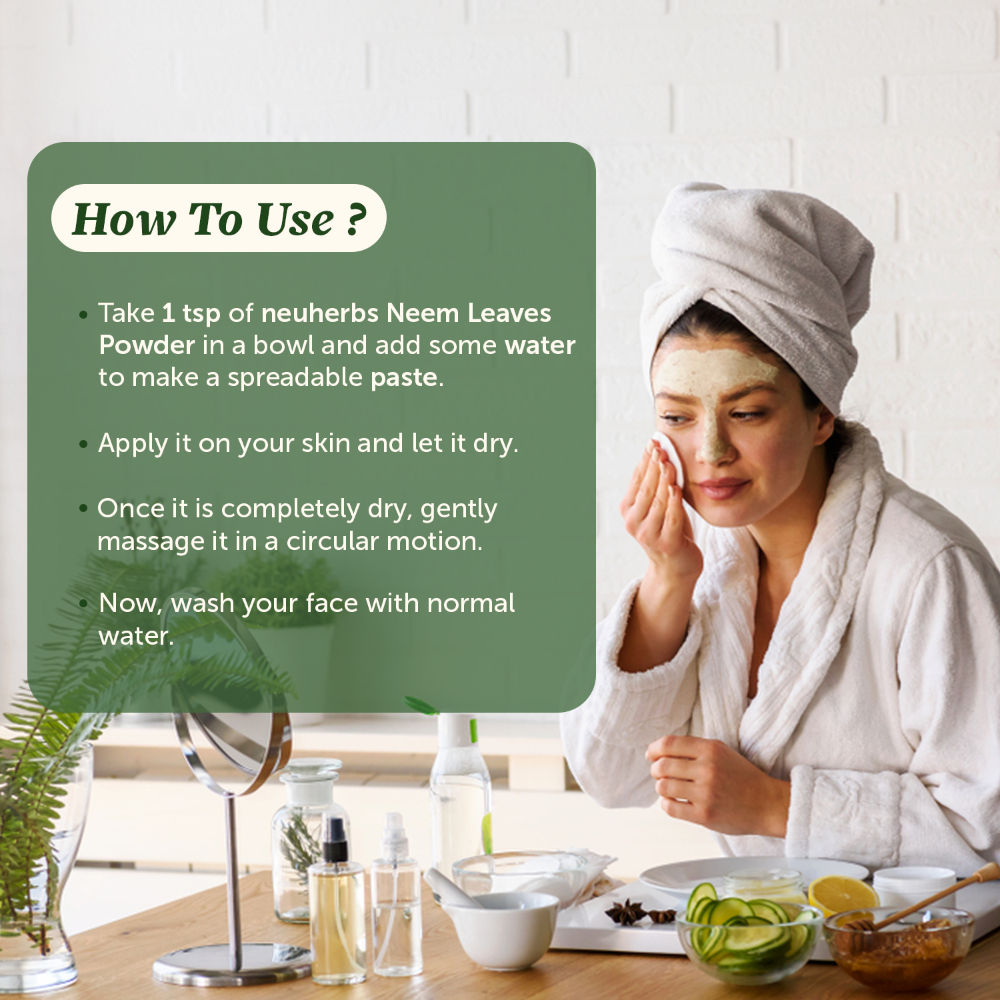 Neuherbs Neem Leaves Powder for Soft, Glowing and Healthy Skin with No Artificial Colour