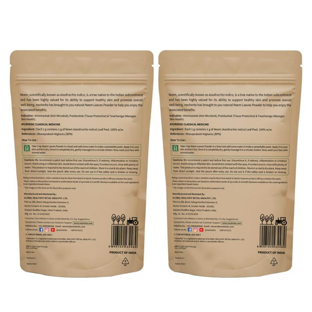 Neuherbs Neem Leaves Powder for Soft, Glowing and Healthy Skin with No Artificial Colour
