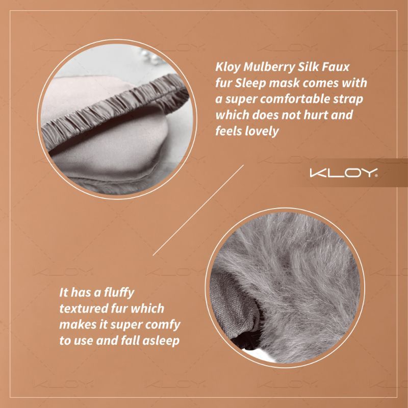 KLOY 100% Faux Fur Sleep Eye Mask - Grey