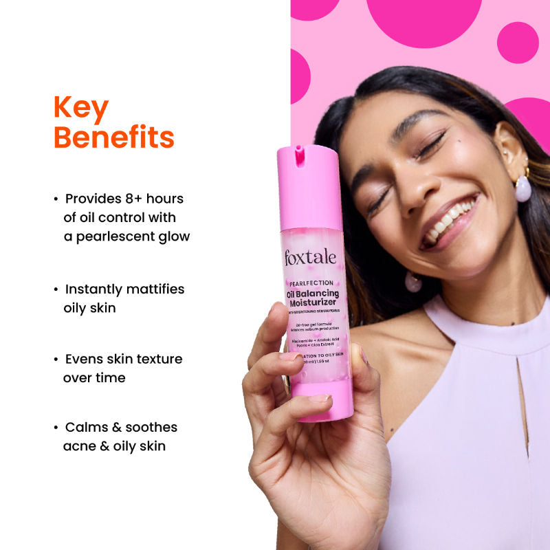 Foxtale Niacinamide & Cica Oil Balancing Moisturizer for Oily Skin, Lightweight & Non-Greasy