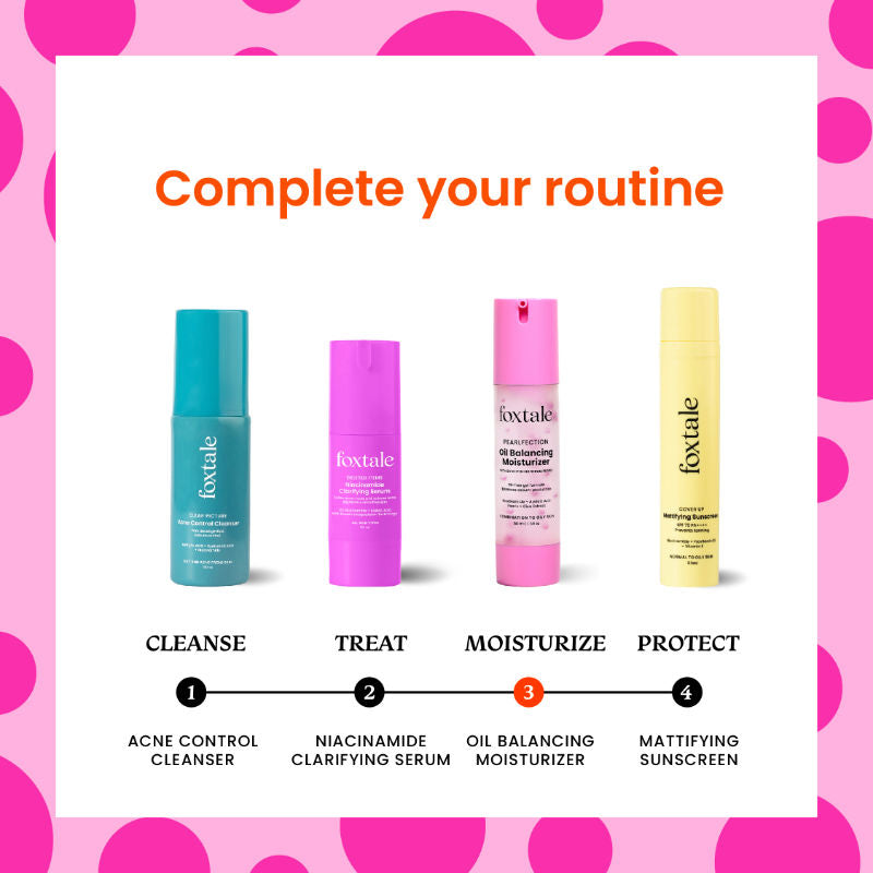 Foxtale Niacinamide & Cica Oil Balancing Moisturizer for Oily Skin, Lightweight & Non-Greasy
