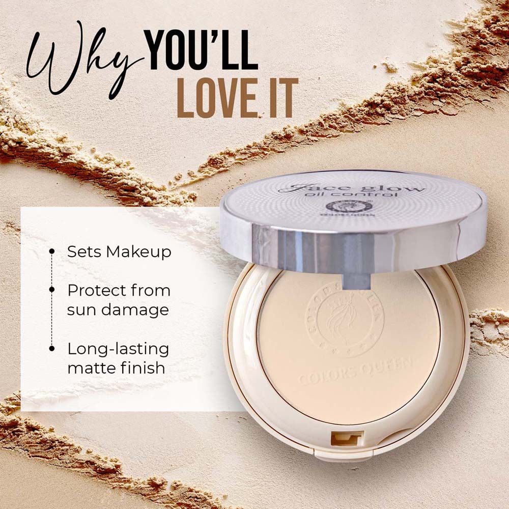 Colors Queen Face Glow Oil Control Powder Upto 24 Hours