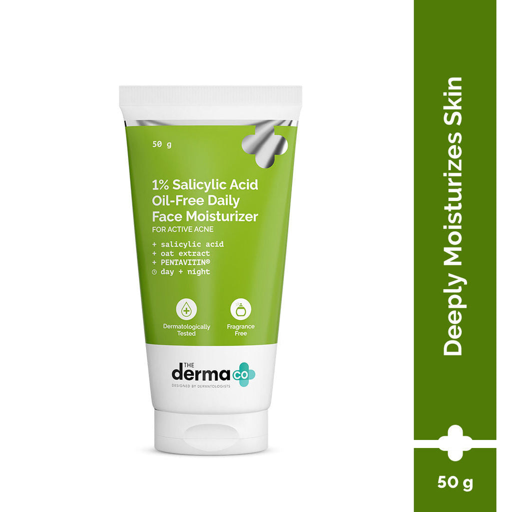 The Derma Co 1% Salicylic Acid Oil-free Moisturizer for Face With Oat Extract For Active Acne