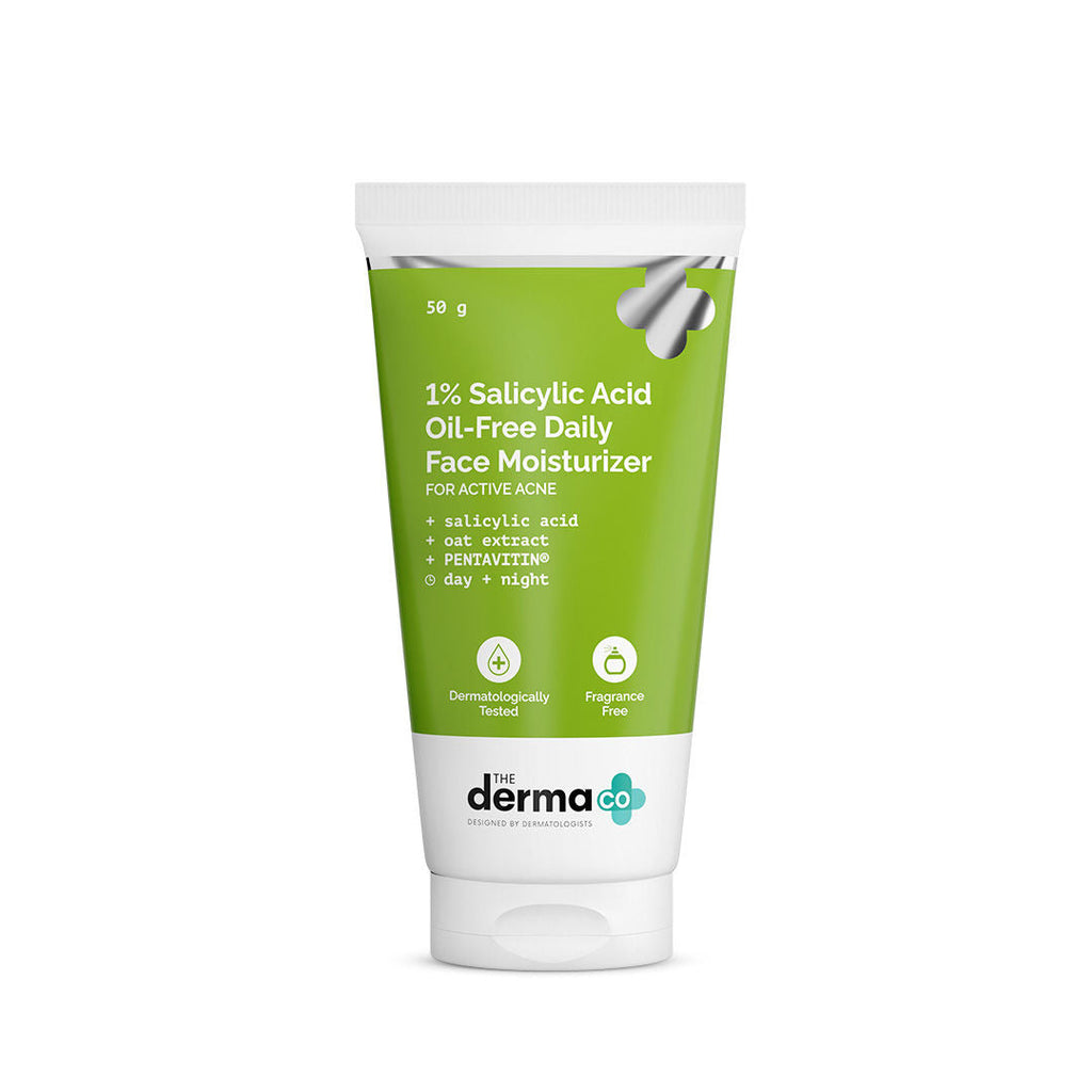 The Derma Co 1% Salicylic Acid Oil-free Moisturizer for Face With Oat Extract For Active Acne