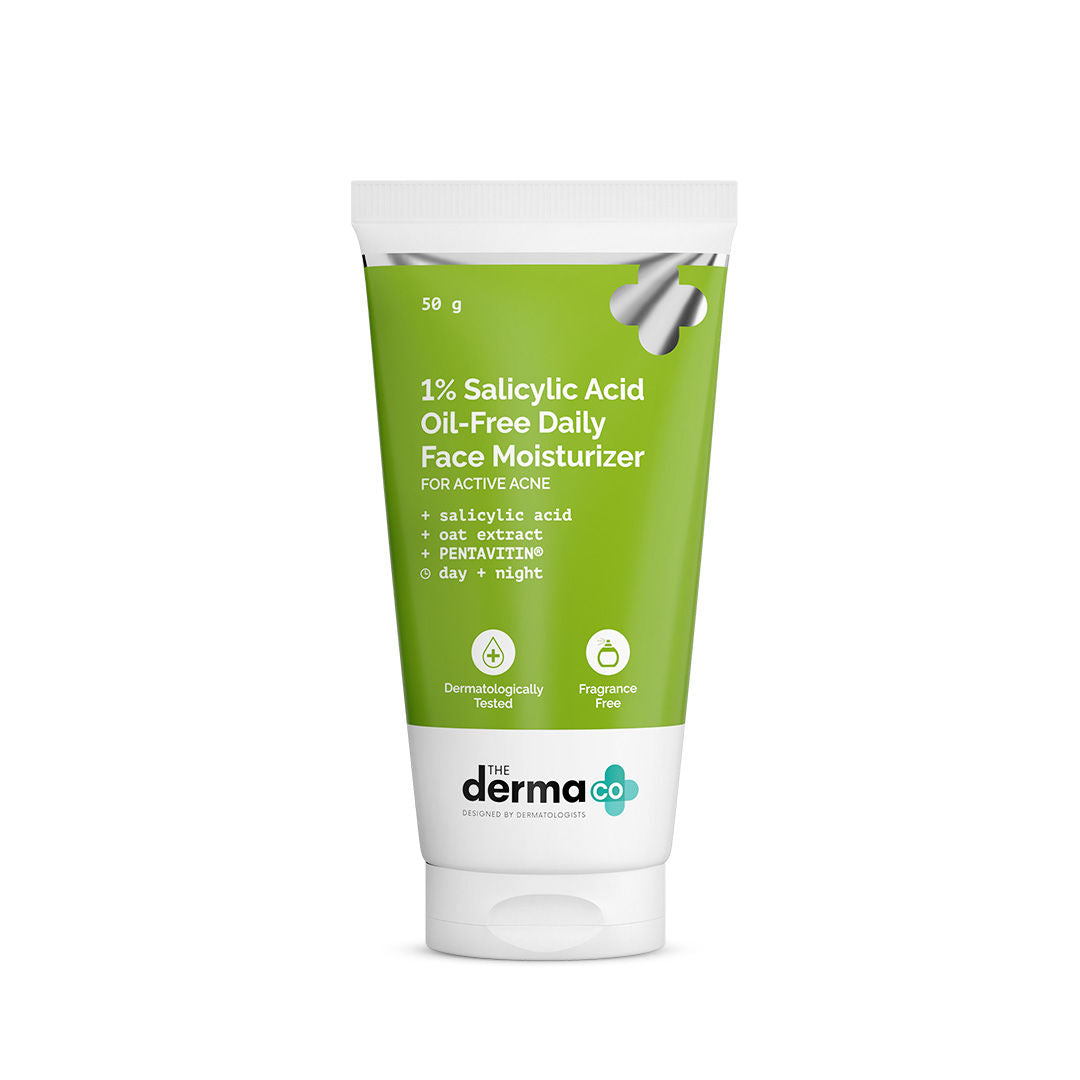 The Derma Co 1% Salicylic Acid Oil-free Moisturizer for Face With Oat Extract For Active Acne