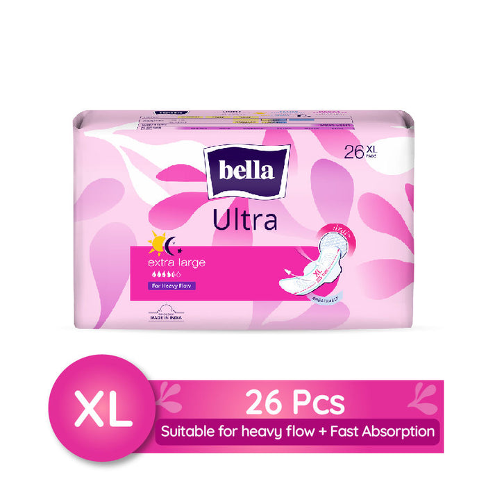 Bella Ultra Thin Drai Sanitary Pads, Fast Absorbing, Breathable & Suitable For Heavy Flow (26 Pcs)