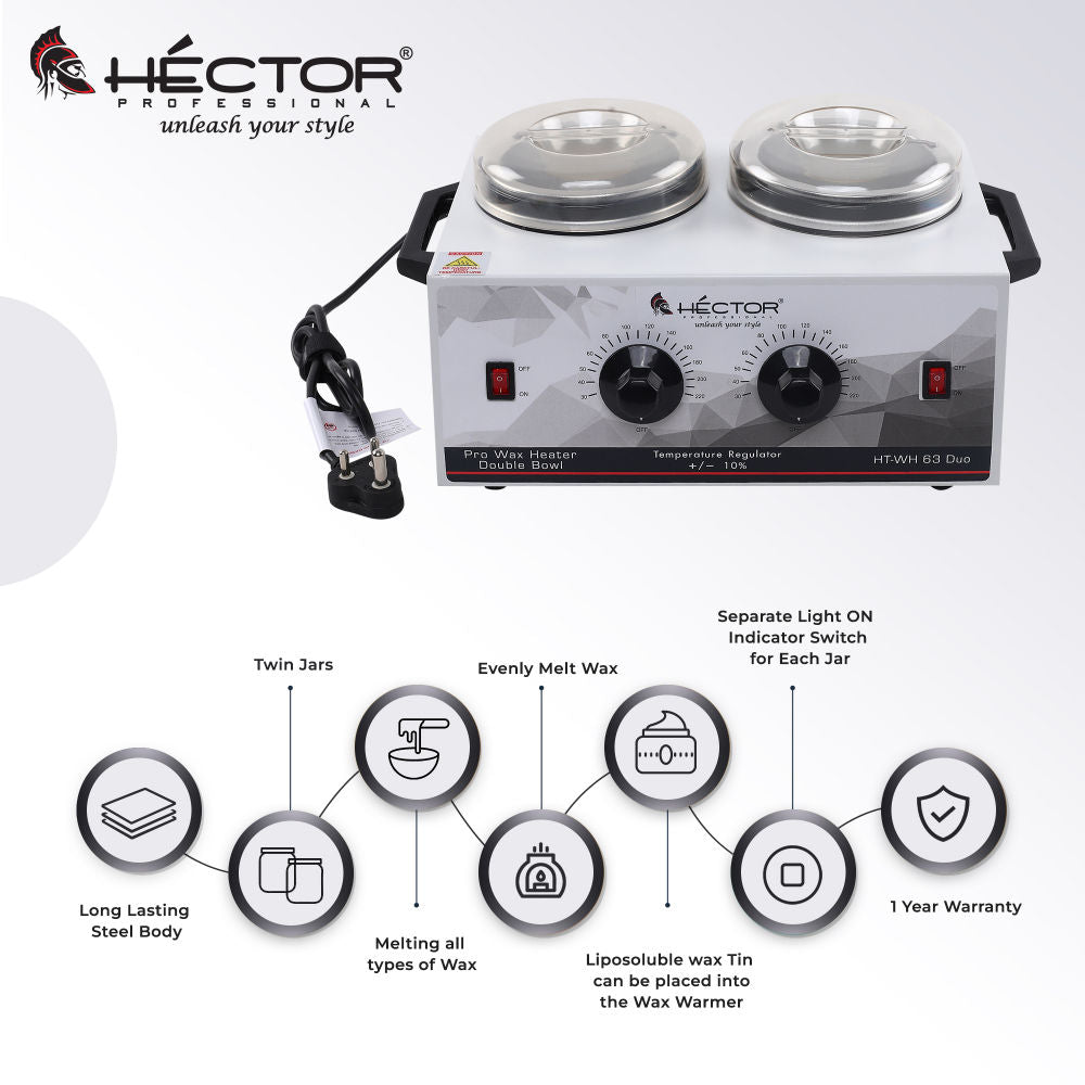 Hector Professional Wax Heater With Temprature Control And Double Pot For Salon & Home Use