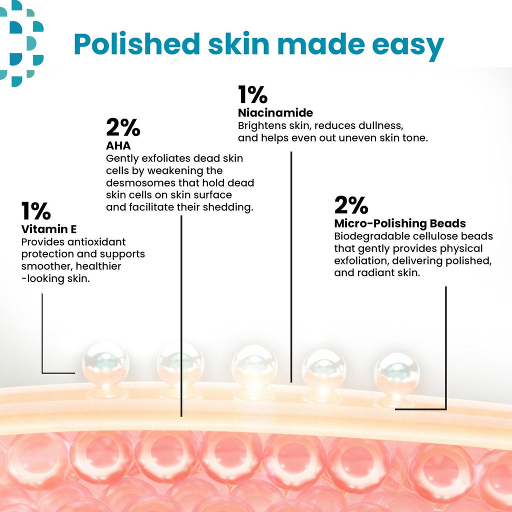 Kaya Brightening Beads Cleanser, with AHA, Vitamin B3 & E for All Skin Types