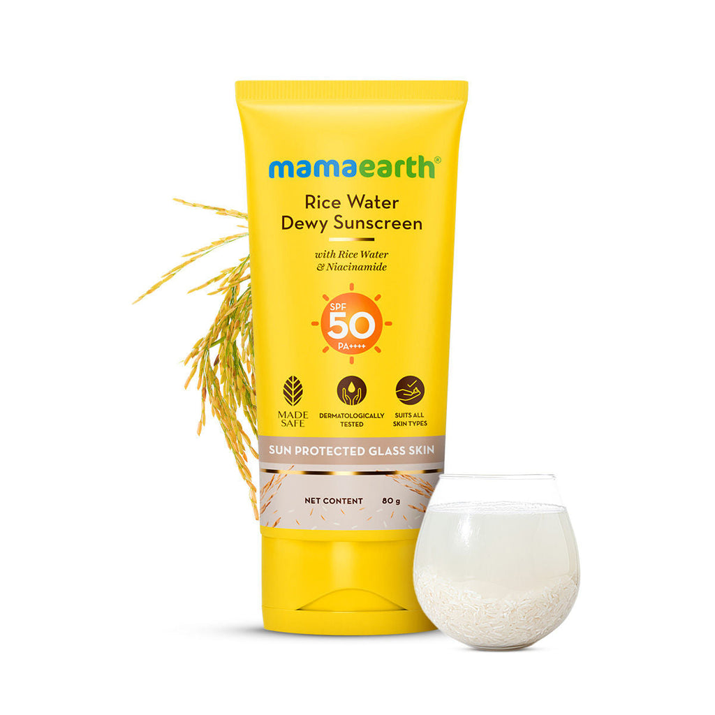 Mamaearth Rice Water Dewy Sunscreen SPF 50 for Tan Protection