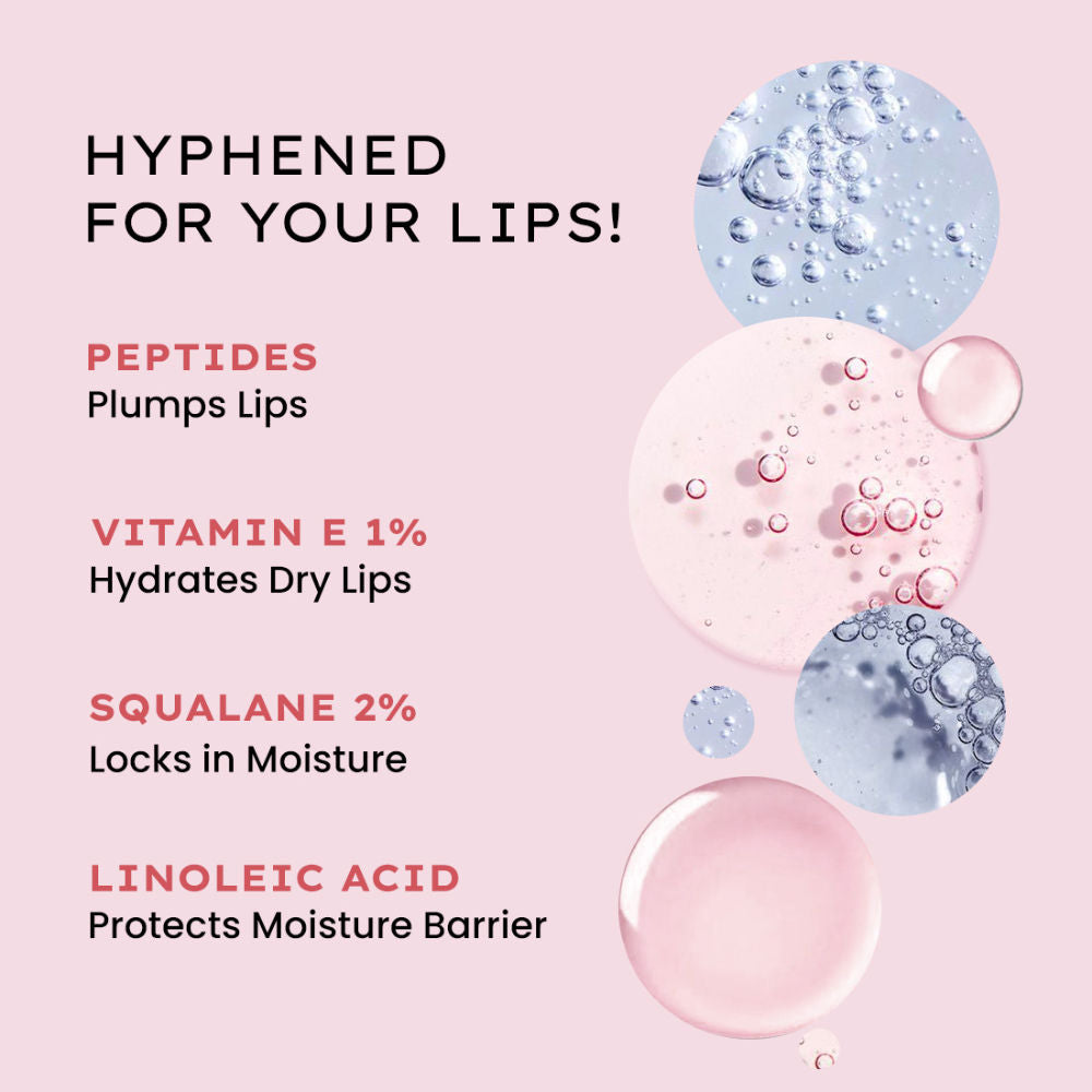 Hyphen Tinted Lip Balm - Hazel, 1% Vit E, 2% Squalane & Peptides, Brightens, Moisturizes Dry Lips