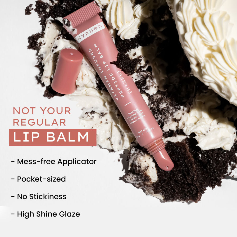 Hyphen Tinted Lip Balm - Hazel, 1% Vit E, 2% Squalane & Peptides, Brightens, Moisturizes Dry Lips