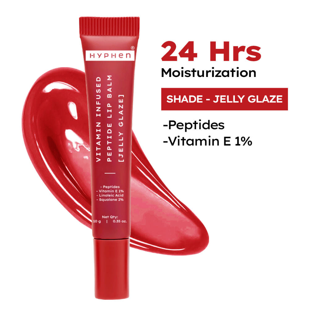 Hyphen Tinted Lip Balm, Brightens Dark & Dry Lips - 1% Vitamin E, Peptide & Squalane - Jelly Glaze
