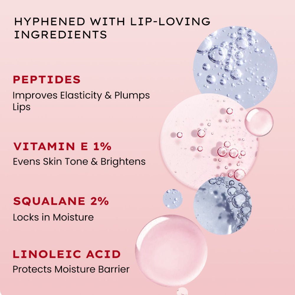 Hyphen Tinted Lip Balm, Brightens Dark & Dry Lips - 1% Vitamin E, Peptide & Squalane - Jelly Glaze