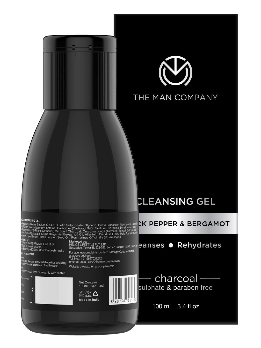 The Man Company Charcoal Cleansing Gel With Bergamot & Black Pepper