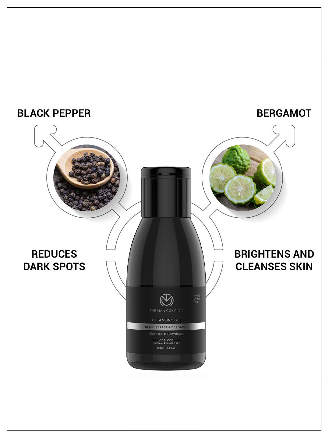 The Man Company Charcoal Cleansing Gel With Bergamot & Black Pepper