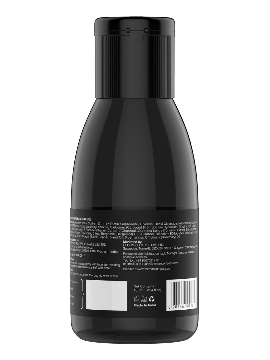 The Man Company Charcoal Cleansing Gel With Bergamot & Black Pepper