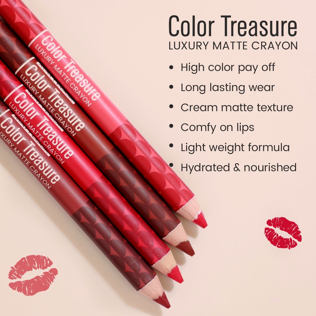 Matt look Color Treasure Luxury Matte Lip Pencil Crayon