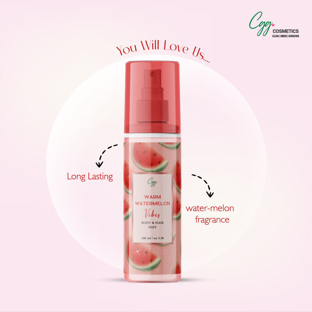 CGG Cosmetics Warm Watermelon Vibes Body & Hair Mist With No Alcohol For Woman