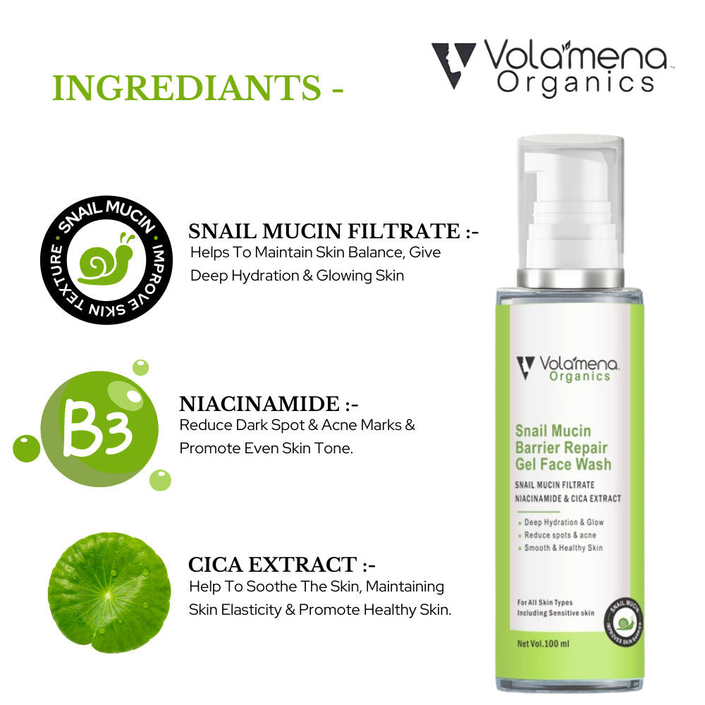Volamena Snail Mucin Barrier Repair Gel Face Wash