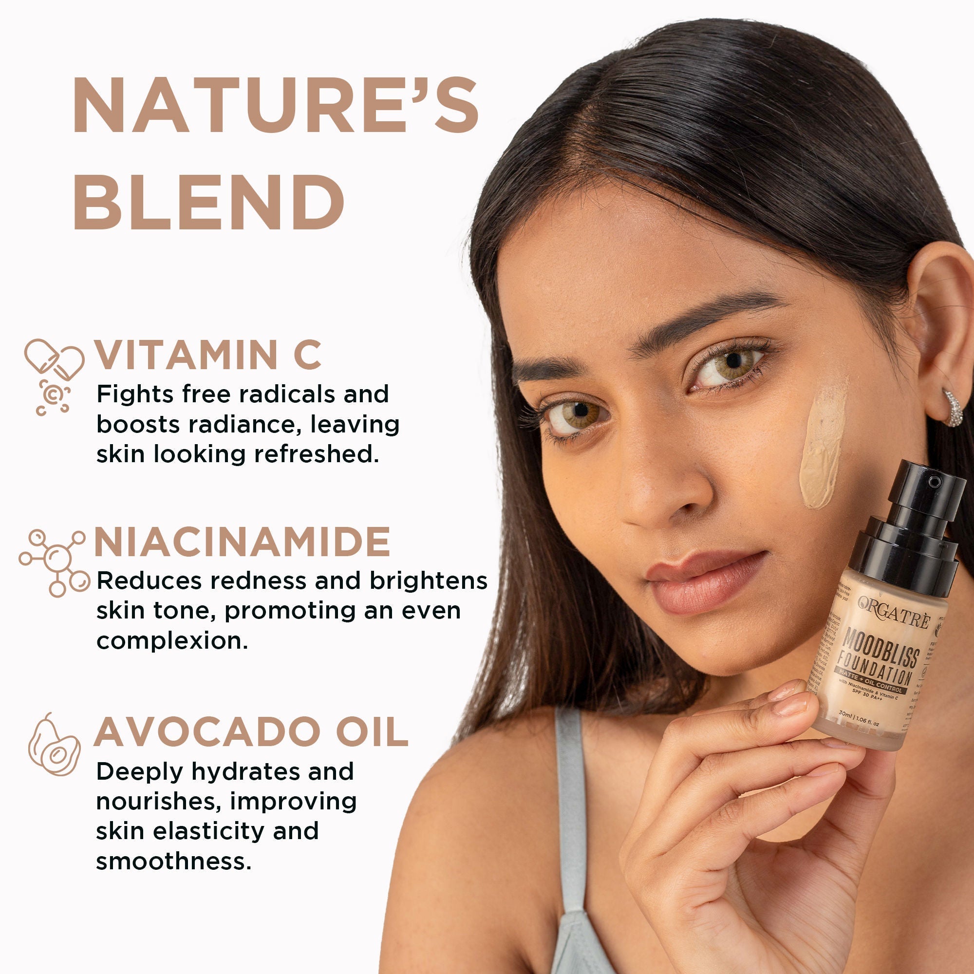 Orgatre Matte+ Oil Control Makeup Foundation SPF 30 - Longwear Enriched with Niacinamide, Vit C -240