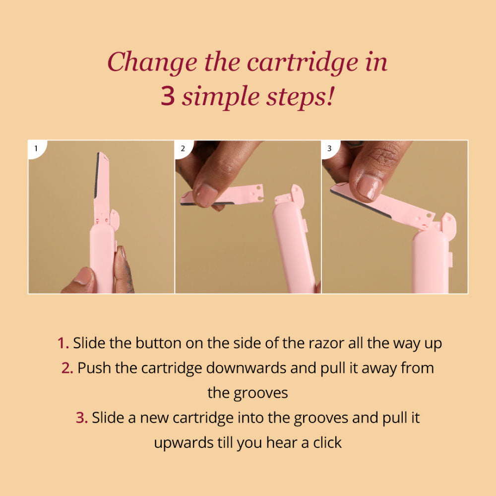 Carmesi Face Razor Reset - 1 Razor & 3 Cartridges - Instant & Painless Hair Removal