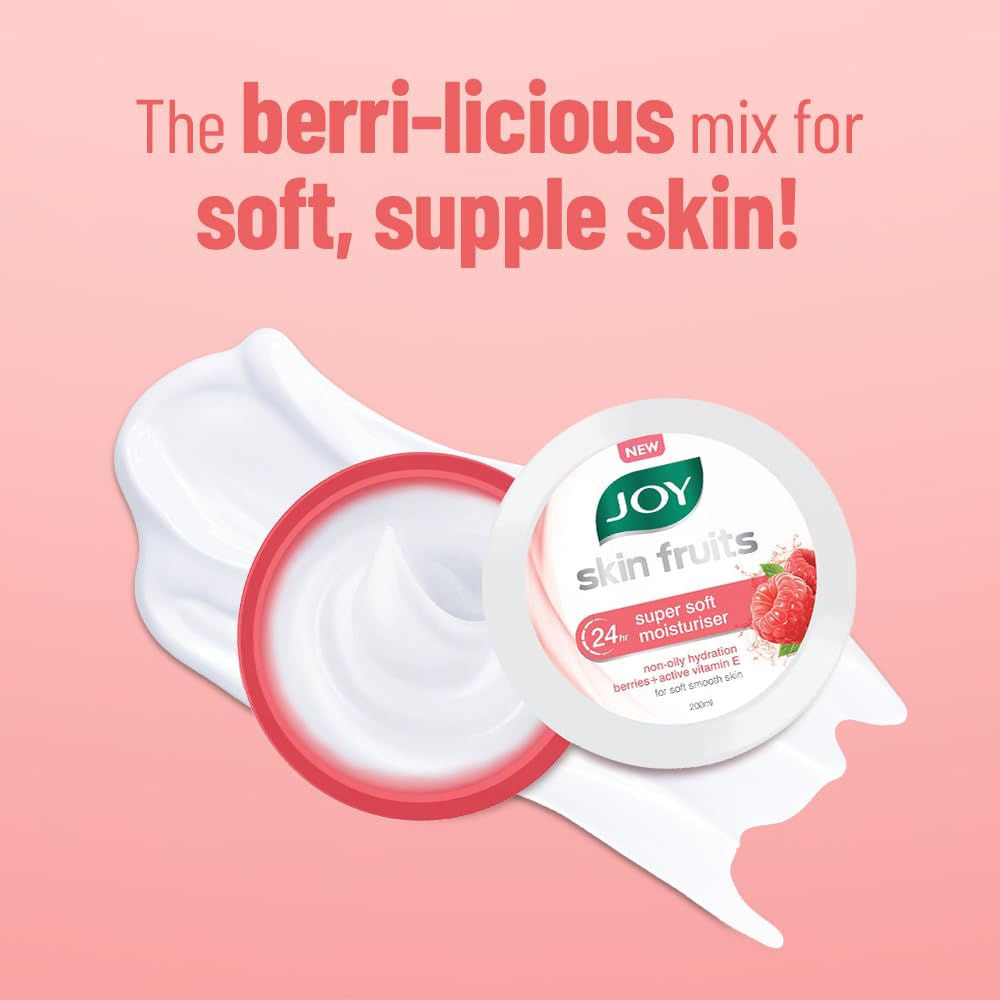 Joy Skin Fruits Soft Moisturizer For Face & Body with Berries & Vitamin E - Lightweight & Oil Free