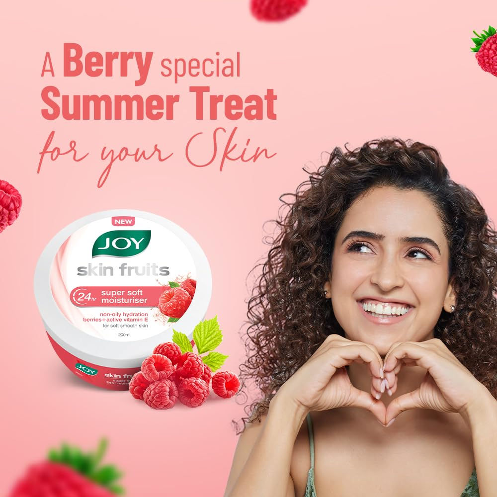 Joy Skin Fruits Soft Moisturizer For Face & Body with Berries & Vitamin E - Lightweight & Oil Free