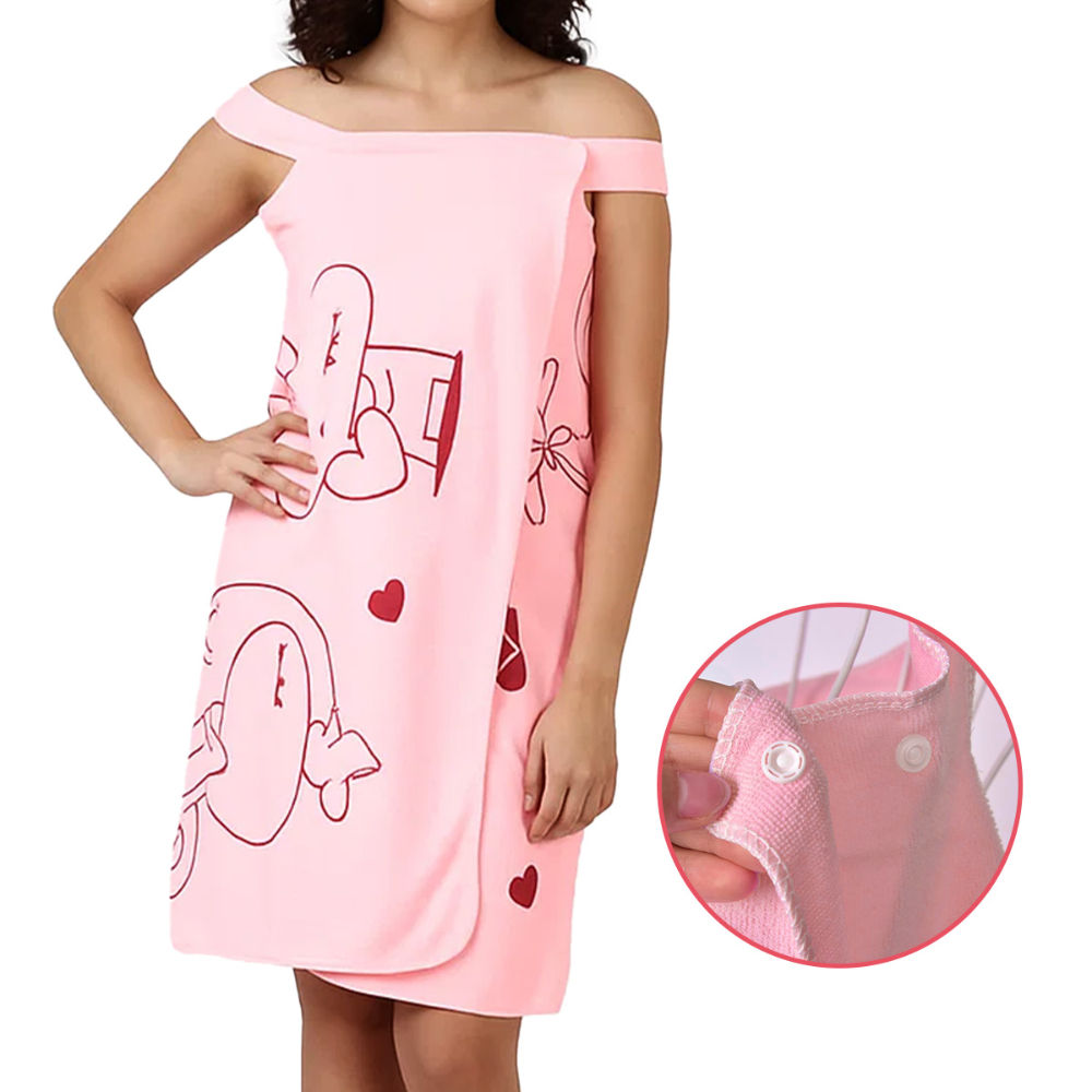 Matra Microfiber Bath Wrap Towel Wearable Cloth Bathrobe for Spa Beach Bathing Shower (Pink)