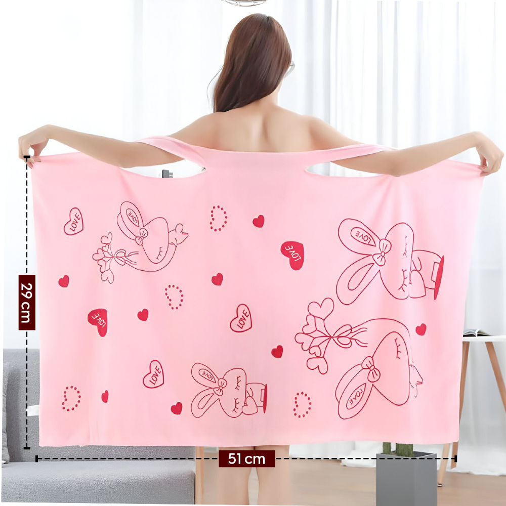Matra Microfiber Bath Wrap Towel Wearable Cloth Bathrobe for Spa Beach Bathing Shower (Pink)