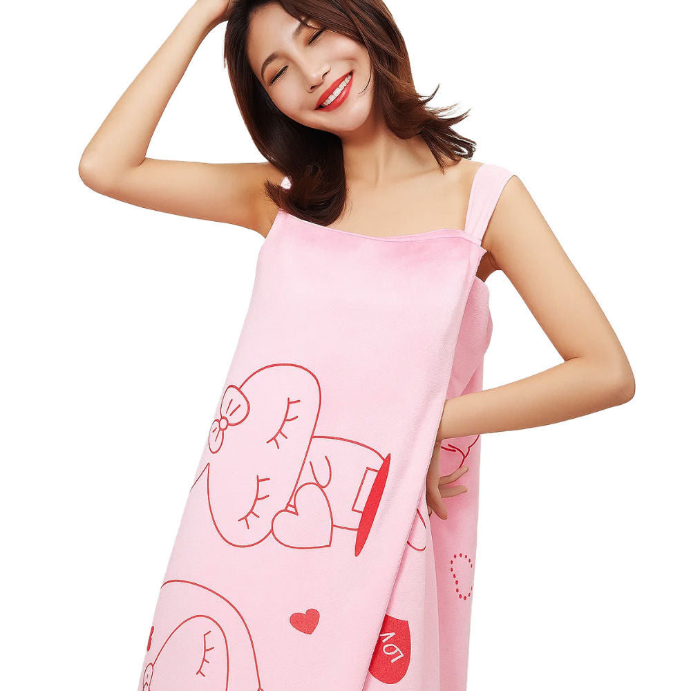 Matra Microfiber Bath Wrap Towel Wearable Cloth Bathrobe for Spa Beach Bathing Shower (Pink)