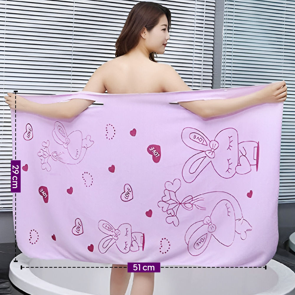 Matra Microfiber Bath Wrap Towel Wearable Cloth Bathrobe for Spa Beach Bathing Shower (Purple)