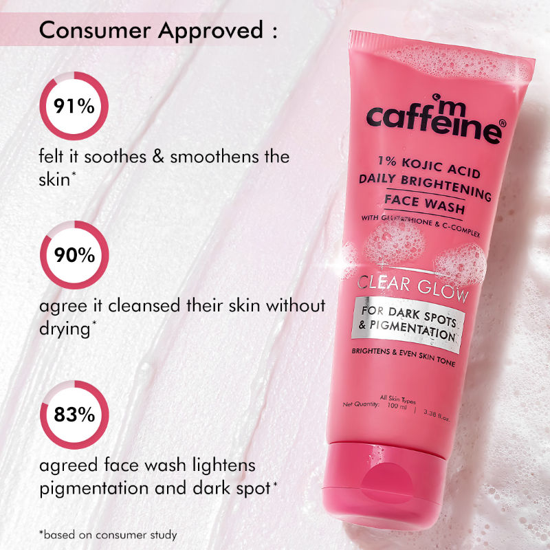 MCaffeine CLEAR GLOW 1% Kojic Acid Daily Brightening Face Wash