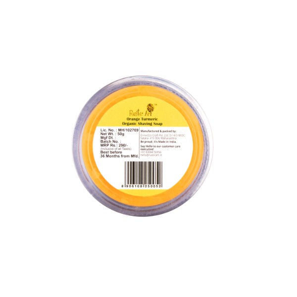 Rustic Art Natural & Organic Orange Turmeric Shaving Soap