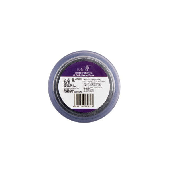 Rustic Art Natural & Organic Lavender Charcoal Shaving Soap