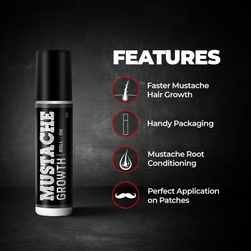Beardo Mustache Growth Roll On Promotes hair growth Stimulates Hair Follicles