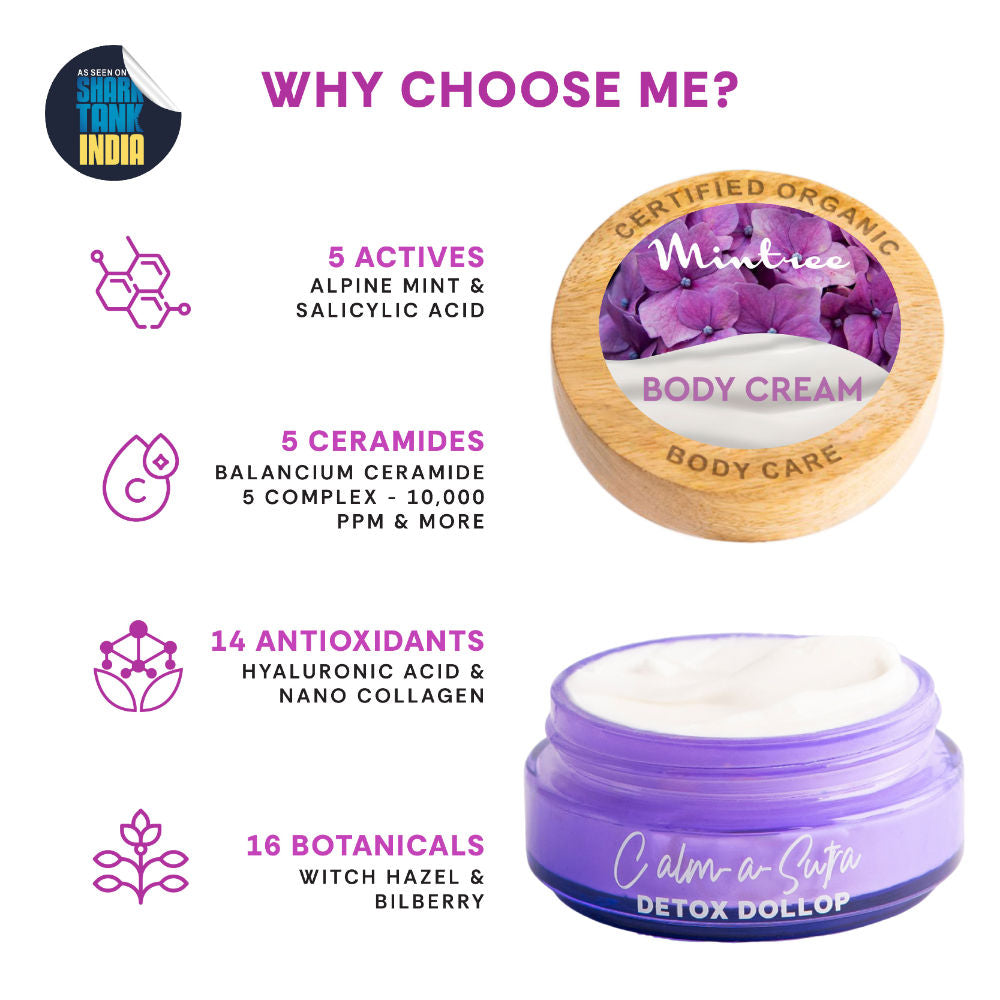 Mintree Organic Moisturizing Calming BodyButter For Dry Skin with Ceramides|BodyButter for Men&Women