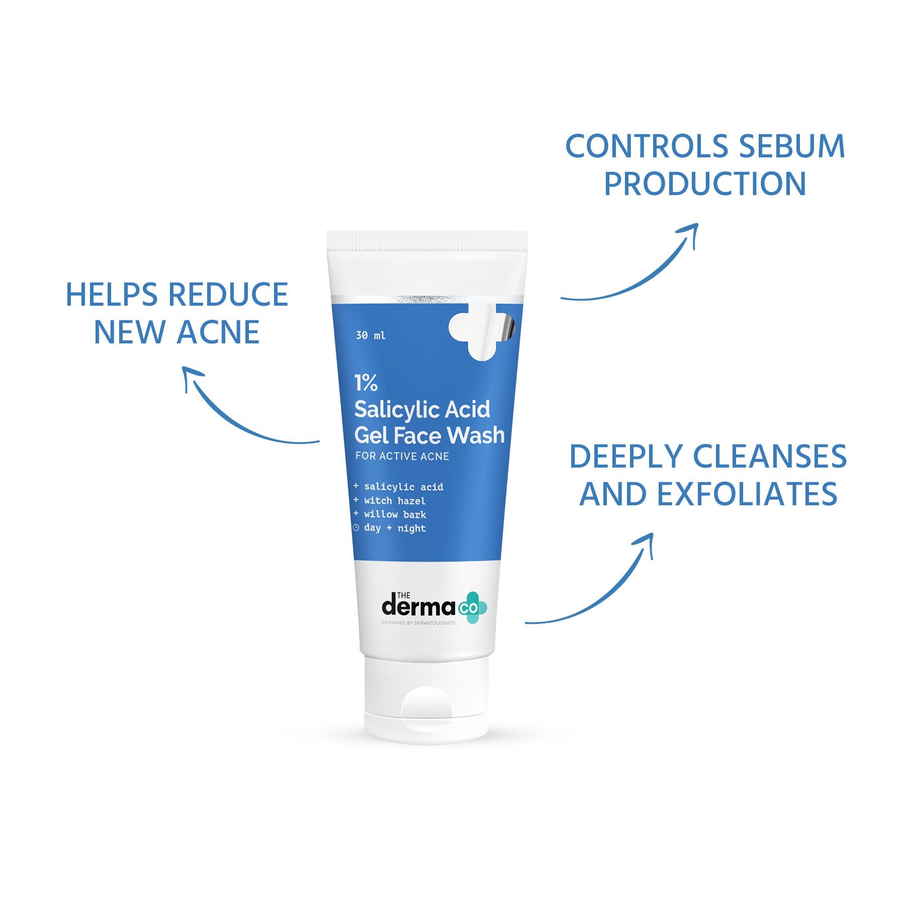 The Derma Co 1% Salicylic Acid Face Wash for Active Acne with Salicylic Acid & Witch Hazel