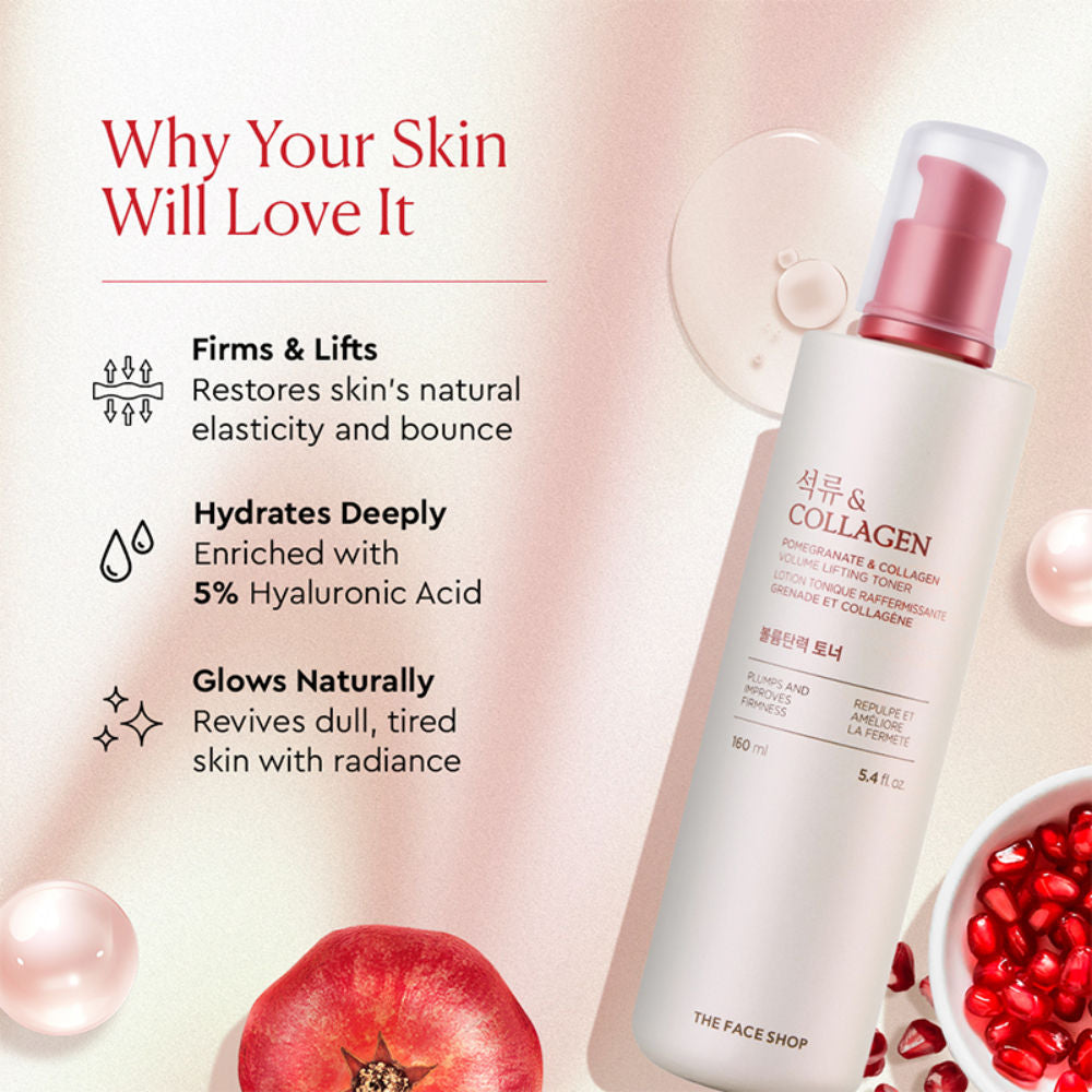 The Face Shop Collagen & Pomegranate Korean Toner with Hyaluronic Acid - Best in Anti Aging